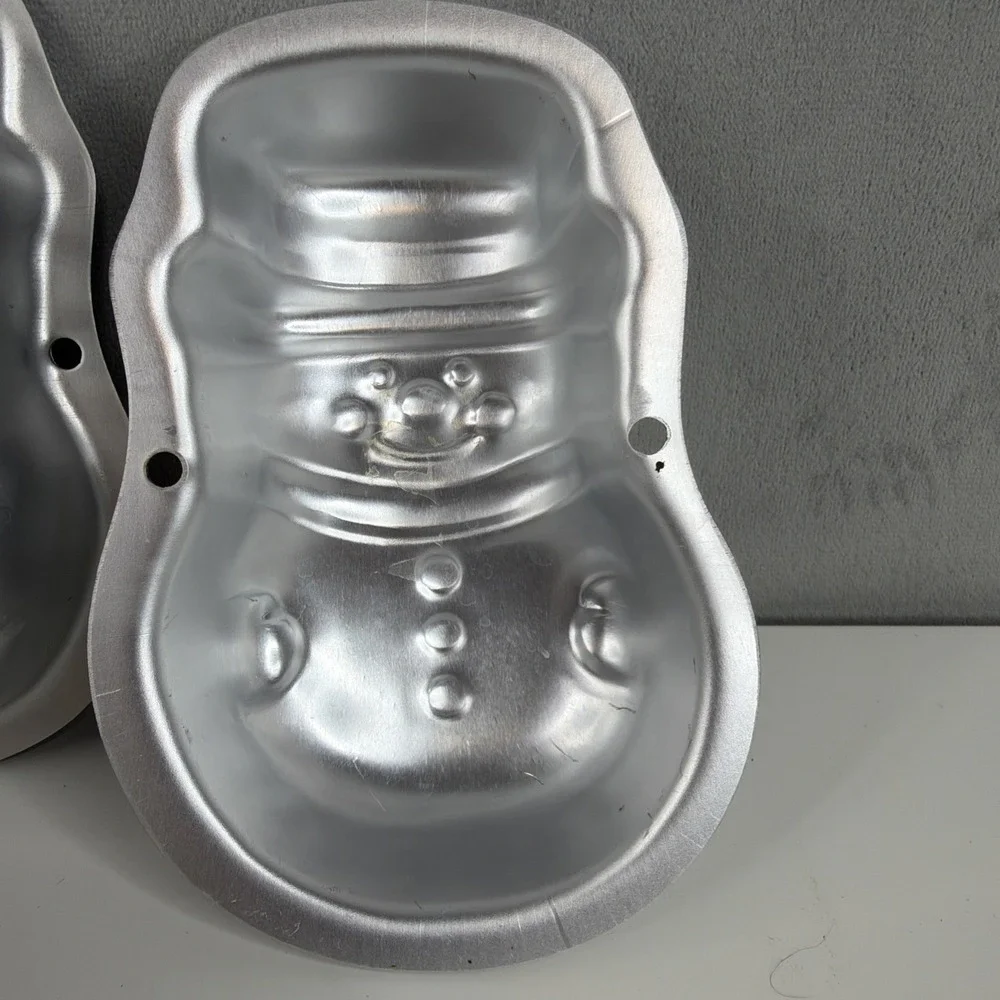 Lot of 6 Snowman Mini Cake Pans Aluminum Christmas Holiday Baking NWT 5